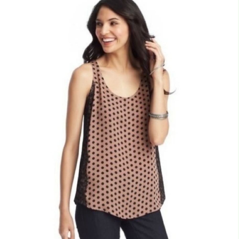 LOFT mauve pink polka dot blouse M